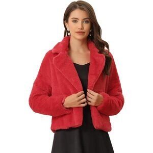 Women's Faux Fur Bolero Jacket Formal Red